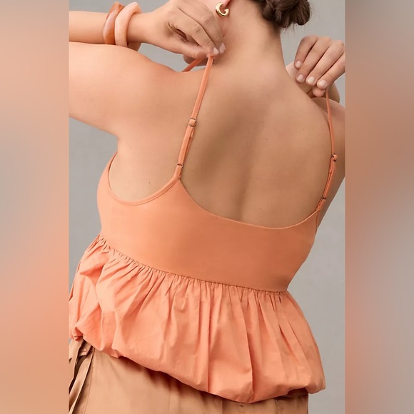 ✨ Anthropologie Ruffled Bubble-Hem Cropped Tank Sz XLP - Picture 7 of 12